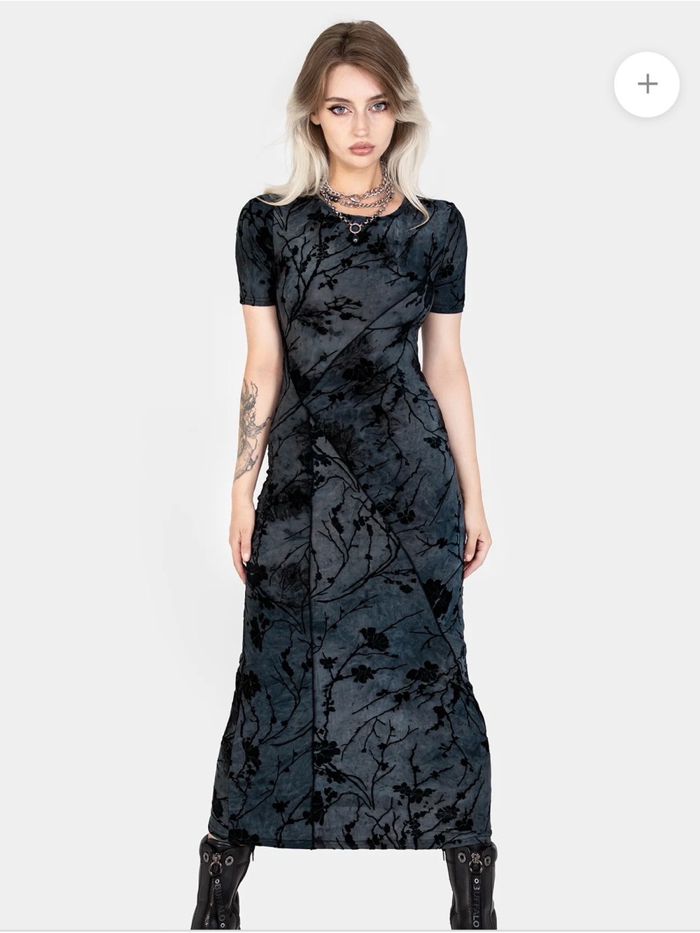 Disturbia Black & Blue Floral Wytchelm Bodycon Midaxi Dress